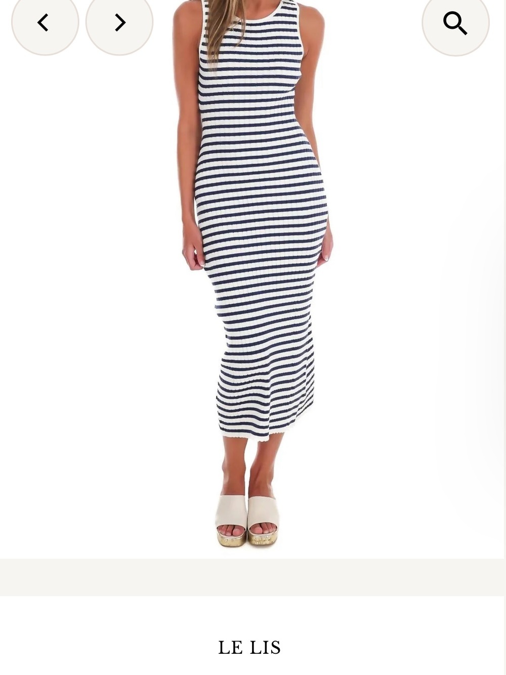 Le Lis Navy & White Ribbed Stripe Midi dress